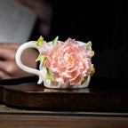 Intangible Cultural Heritage Ceramic Peony Flower Cup - Coffee Cup Water Cup Tea Cup, Valentine's Day New Year Gift for Women Girls Birthday Presen