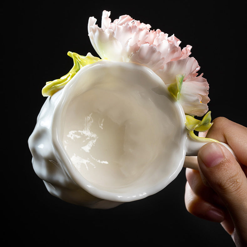 Intangible Cultural Heritage Ceramic Peony Flower Cup - Coffee Cup Water Cup Tea Cup, Valentine's Day New Year Gift for Women Girls Birthday Presen