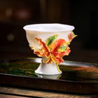 Intangible Cultural Heritage Hand-Pinched Lily Flower Ceramic Teacup, Artistic Handmade Floral Cup for Loose Leaf Tea & Coffee, Unique New Year/Valentine's Day/Birthday Gift