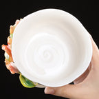 Intangible Cultural Heritage Hand-Pinched Lily Flower Ceramic Teacup, Artistic Handmade Floral Cup for Loose Leaf Tea & Coffee, Unique New Year/Valentine's Day/Birthday Gift