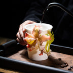 Chinese Intangible Cultural Heritage Hand-Pinched Daylily Ceramic Mug, Handmade 3D iris Floral Art Coffee & Tea Cup, Unique New Year/Valentine's Day/Birthday Gift for Women & Her
