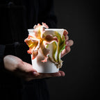 Chinese Intangible Cultural Heritage Hand-Pinched Daylily Ceramic Mug, Handmade 3D iris Floral Art Coffee & Tea Cup, Unique New Year/Valentine's Day/Birthday Gift for Women & Her