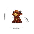 Highland Cow Resin Figurine – Cute Scottish Cattle Decorative Statue for Home, Office, or Farmhouse Shelf Décor, Handcrafted Collectible Gift