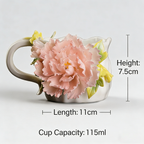 Intangible Cultural Heritage Ceramic Peony Flower Cup - Coffee Cup Water Cup Tea Cup, Valentine's Day New Year Gift for Women Girls Birthday Presen