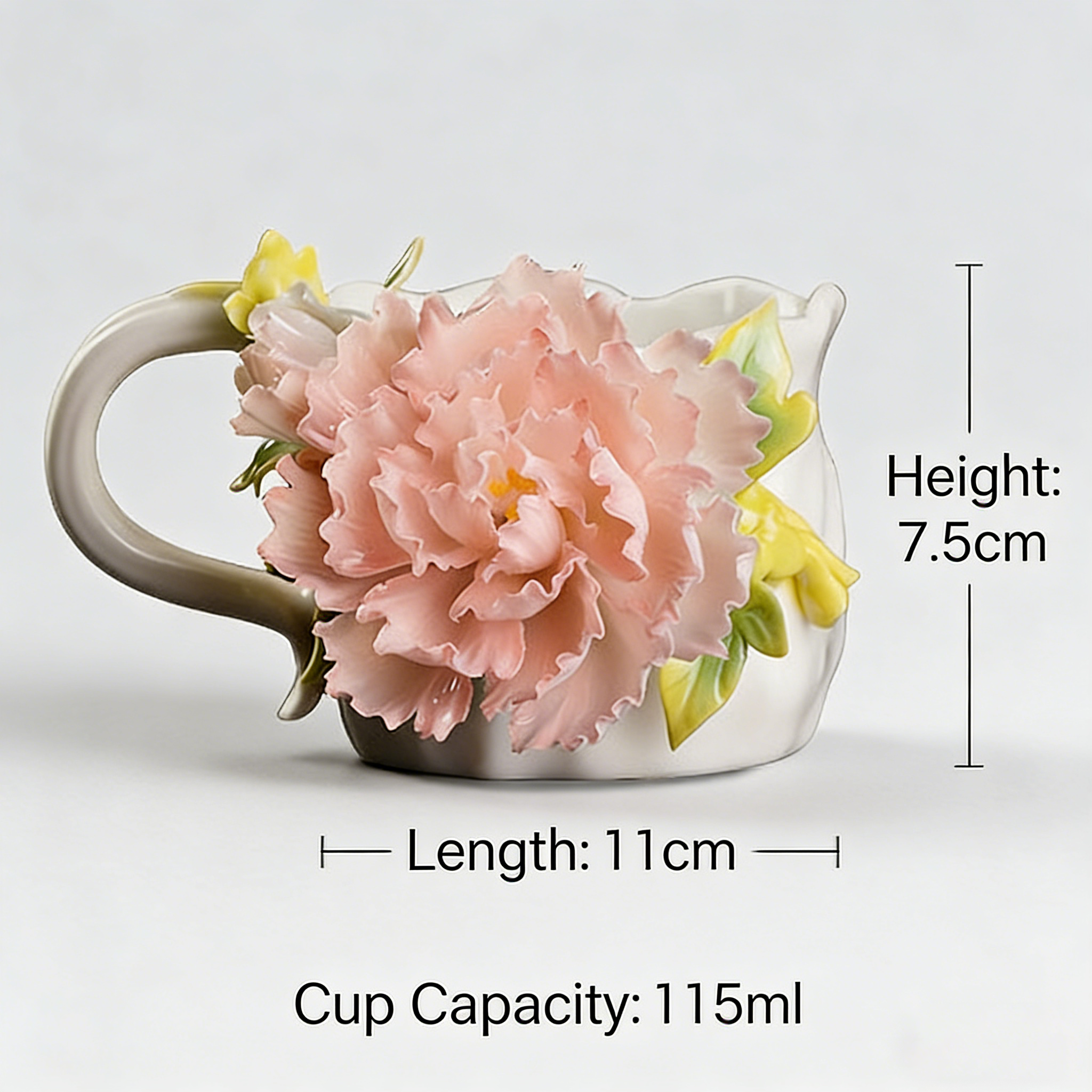 Intangible Cultural Heritage Ceramic Peony Flower Cup - Coffee Cup Water Cup Tea Cup, Valentine's Day New Year Gift for Women Girls Birthday Presen
