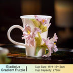 Chinese Intangible Cultural Heritage Hand-Pinched Red Hibiscus Ceramic Mug, Handmade 3D Floral Art Coffee/Tea Cup, Unique New Year/Valentine's Day/Birthday Gift for Women & Her