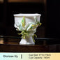 Intangible Cultural Heritage Hand-Pinched Lily Flower Ceramic Teacup, Artistic Handmade Floral Cup for Loose Leaf Tea & Coffee, Unique New Year/Valentine's Day/Birthday Gift