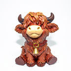 Highland Cow Resin Figurine – Cute Scottish Cattle Decorative Statue for Home, Office, or Farmhouse Shelf Décor, Handcrafted Collectible Gift