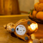 Resin Squirrel Figurine with LED Acorn Light, Wood-Look Animal Statue for Home Decor, Tabletop Ornament for Living Room, Bedroom, Office & Rustic Farmhouse