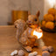 Resin Squirrel Figurine with LED Acorn Light, Wood-Look Animal Statue for Home Decor, Tabletop Ornament for Living Room, Bedroom, Office & Rustic Farmhouse