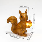 Resin Squirrel Figurine with LED Acorn Light, Wood-Look Animal Statue for Home Decor, Tabletop Ornament for Living Room, Bedroom, Office & Rustic Farmhouse