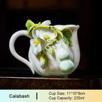 Chinese Intangible Cultural Heritage Hand-Pinched Pink Rose Ceramic Mug, Handmade 3D Floral Art Coffee/Tea Cup, Microwave & Dishwasher Safe, Unique Valentine's Day/Birthday Gift for Women & Her