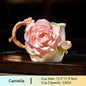 Chinese Intangible Cultural Heritage Hand-Pinched Pink Rose Ceramic Mug, Handmade 3D Floral Art Coffee/Tea Cup, Microwave & Dishwasher Safe, Unique Valentine's Day/Birthday Gift for Women & Her