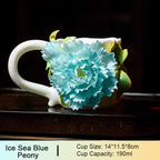 Intangible Cultural Heritage Ceramic Peony Flower Cup - Coffee Cup Water Cup Tea Cup, Valentine's Day New Year Gift for Women Girls Birthday Presen