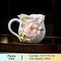Chinese Intangible Cultural Heritage Hand-Pinched Pink Rose Ceramic Mug, Handmade 3D Floral Art Coffee/Tea Cup, Microwave & Dishwasher Safe, Unique Valentine's Day/Birthday Gift for Women & Her