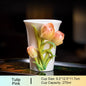 Chinese Intangible Cultural Heritage Hand-Pinched Daylily Ceramic Mug, Handmade 3D iris Floral Art Coffee & Tea Cup, Unique New Year/Valentine's Day/Birthday Gift for Women & Her