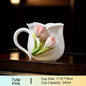 Chinese Intangible Cultural Heritage Hand-Pinched Pink Rose Ceramic Mug, Handmade 3D Floral Art Coffee/Tea Cup, Microwave & Dishwasher Safe, Unique Valentine's Day/Birthday Gift for Women & Her